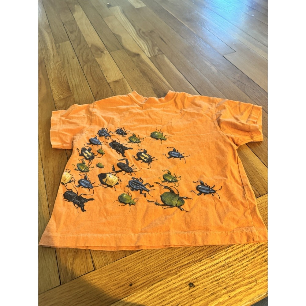 Vintage JM Originals Boys Bugs Shirt Orange Short Sleeve 4T Insects